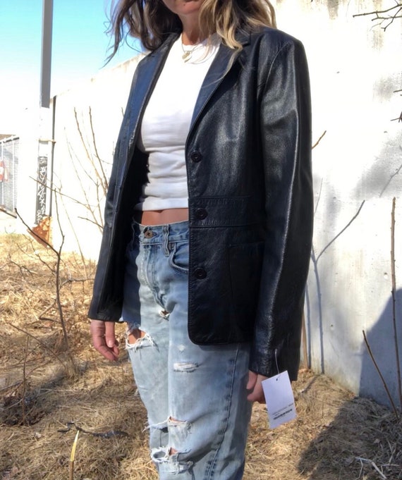 Leather maxima blazer