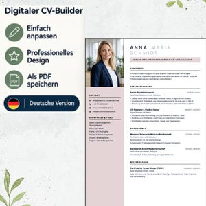 Duitse CV-builder, interactieve cv-generator, ATS-vriendelijk (digitale download)