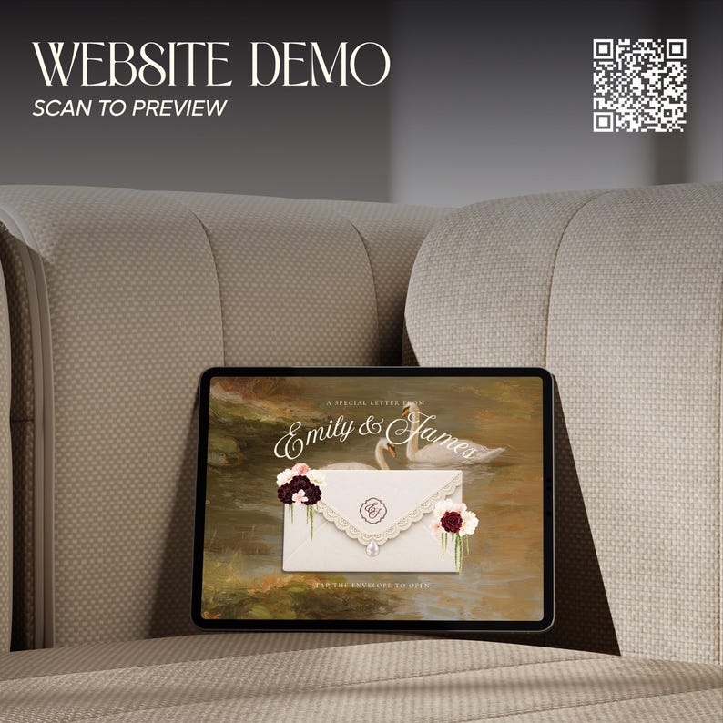 Save the Date Website Template Canva | Ivory & Burgundy | Digital ...