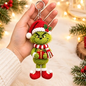 Grinch Keychain Crochet Pattern