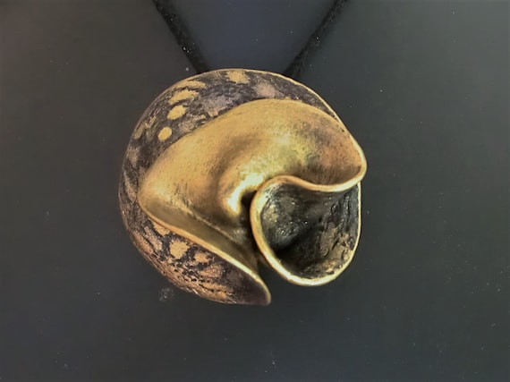 Collier Perles En Pâte Polymère Noir Et Mordoré - Occasion En Très Bon état
