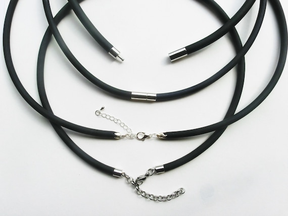 Rubber Cord Necklace: Pendant Base (2-8 mm), different Clasps, no shipping to US