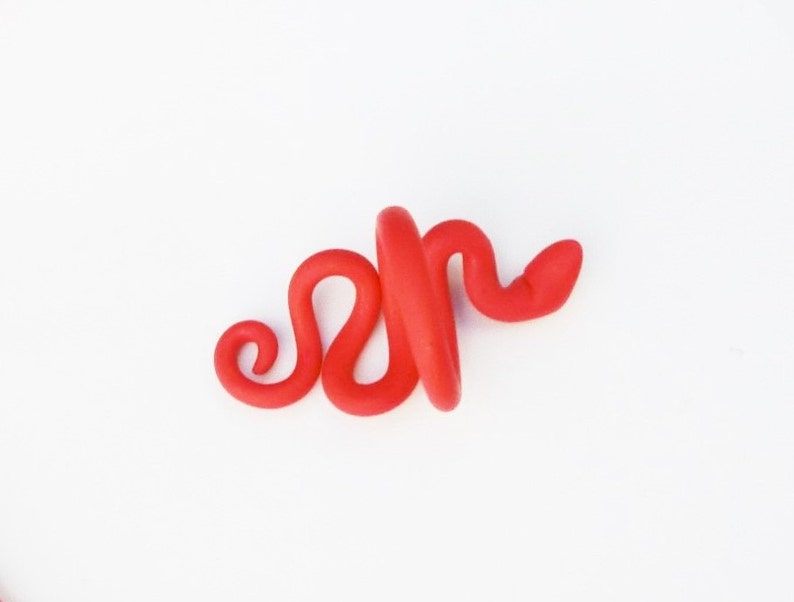 Red snake ring flexible polymer clay ring can bend out crefully small medium size