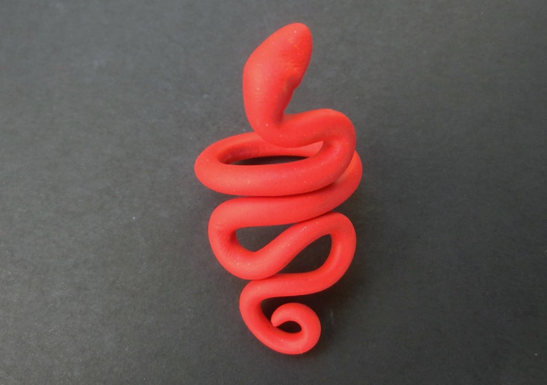 Red snake ring flexible polymer clay ring can bend out crefully small medium size