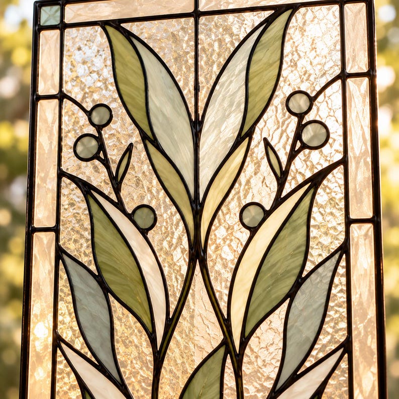 Loading Gift Window Eucalyptus Stained Glass Pattern, Window Hanging Suncatcher, Flower ...