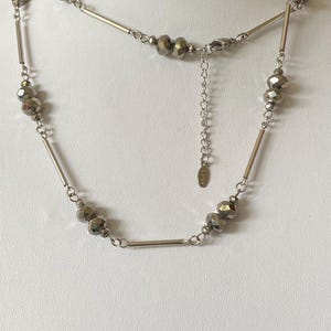 Glass Crystals and Stainless Steel Long Necklace