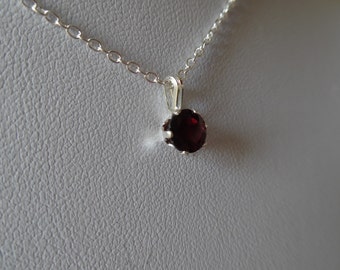 Natual African Rhodolite Garnet and Sterling Silver Pendant