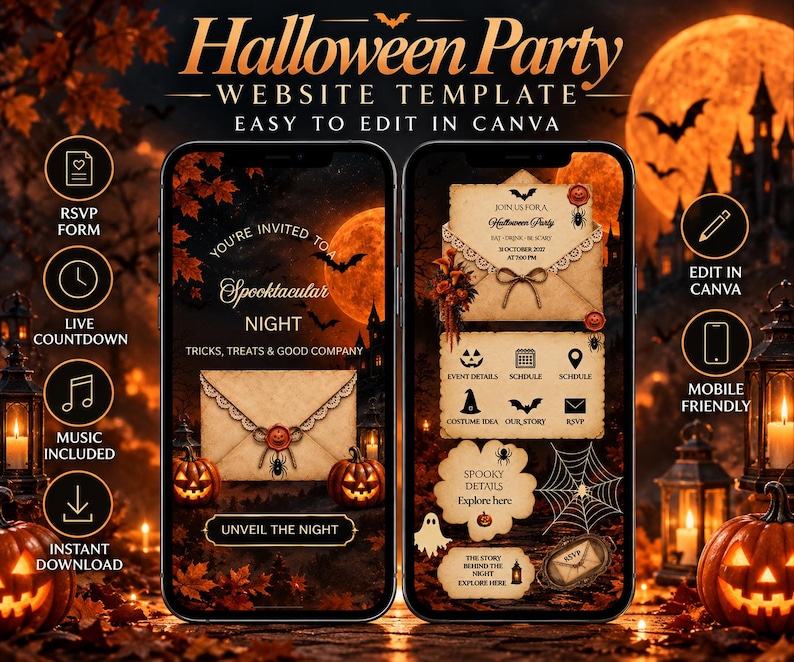 Vintage Halloween Website Template, Halloween Website Invitation ...