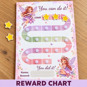 Fairy Reward Chart Printable, Routine Sticker Chart for Kids, Behavior Chart, Fairy Girl Room Decor, To Do List, Downloadable Nursery Print