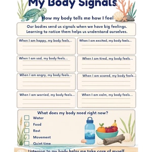 Body Signals Worksheet for Kids | Emotional Awareness Printable | Feelings in My Body | SEL Activity | Interoception Tool for Children