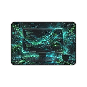 Cyber ​​Code Wave Skrivbordsmatta | Datorskärmsteknikdesign