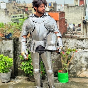 Medieval Templar Armor | Handcrafted Full Plate Steel Knight Suit with Helmet | Gothic Renaissance LARP Costume