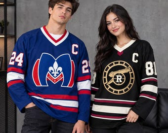 Rozanov Hollander Hockey Jersey, Heated Rivalry V Neck Blue Red Black V-Neck Long Sleeve Top (Unisex), Gift for Hockey Lovers