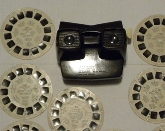 Alice in Wonderland, Disneyland Fantasyland, A Day at the Circus - Sawyer's ViewMaster Model E Bakelite w/ 8 Reels