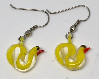 Cute Vintage Glass Duck Earrings
