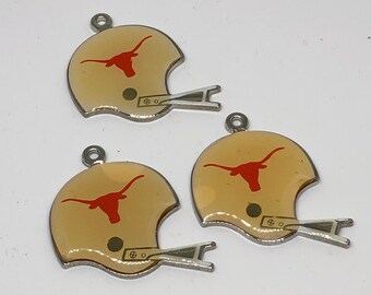 Texas Longhorn Enamel Football Helmet Pendant / Charm - Set of 3