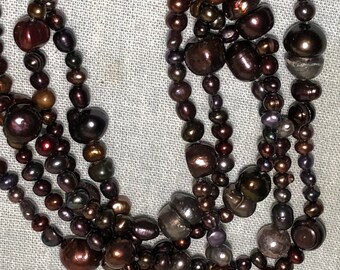 Peacock Potato Pearls 64" Strand - Multi Size