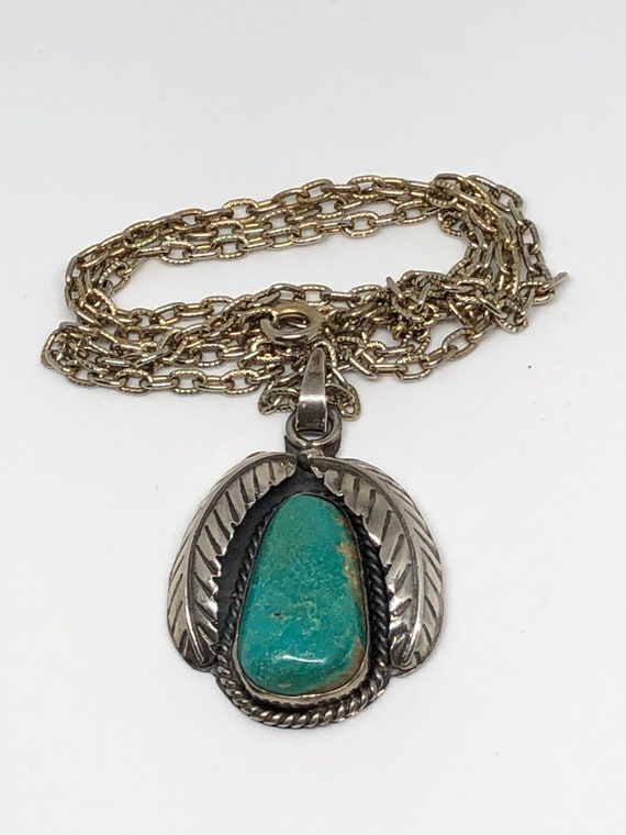 Beautiful Vintage Sterling and Turquoise Pendant -