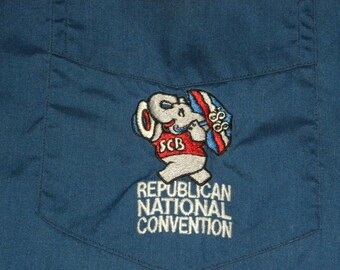 88 Republican National Convention New Orleans South Central Bell Blue Cotton Work Shirt BellSouth