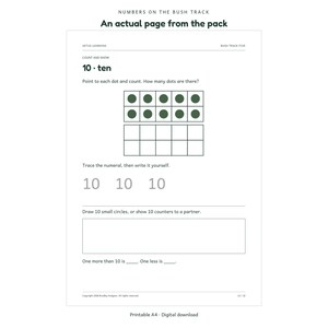 Numbers on the Bush Track: actual activity page 1; Aetus Learning.