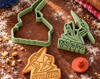 Melbourne Storm NRL Cookie Cutter & Stamp Set