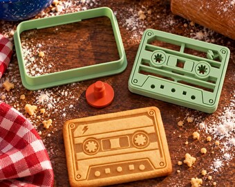 Mixtape Cassette Cookie Cutter & Stamp Set