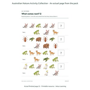 Australian Nature Activity Collection — actual finished page 2 — Aetus Learning October 2026.