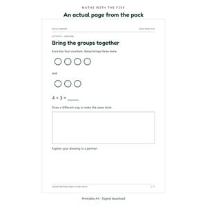 Maths with the Five: actual activity page 1; Aetus Learning.