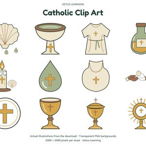 Catholic Clip Art — 200 PNG Illustrations — actual illustration samples 4 — Aetus Learning October 2026.