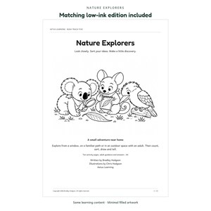 Nature Explorers - actual low-ink page - Aetus Learning, art refresh September 2026.
