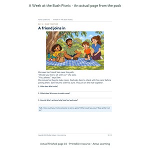 A Week at the Bush Picnic — actual finished page 3 — Aetus Learning October 2026.