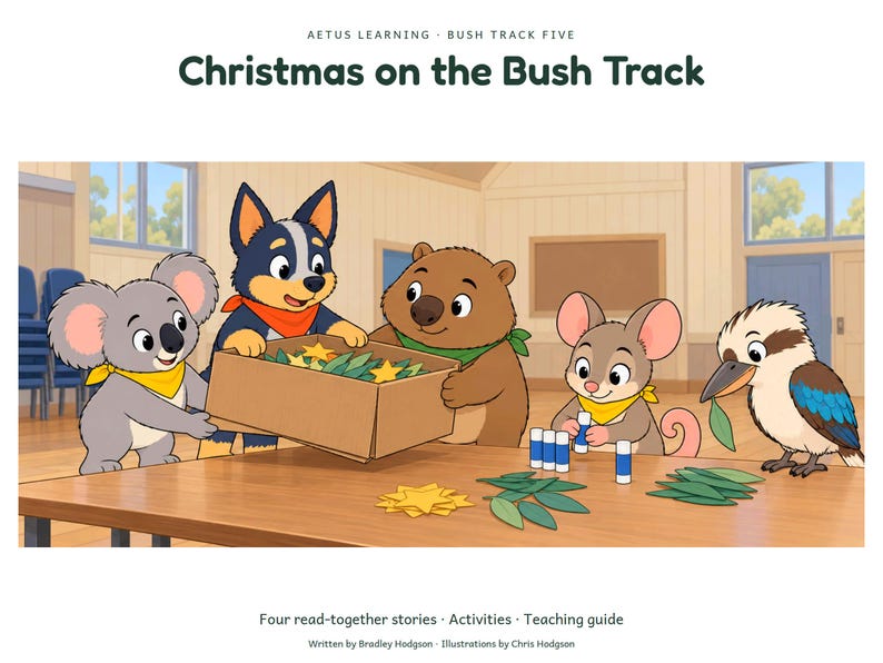 Christmas on the Bush Track — large illustrated cover — Aetus Learning October 2026.