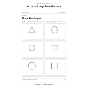 Shape Detectives: actual activity page 2; Aetus Learning.