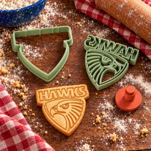 Hawthorn AFL Cookie Cutter & Stamp Set