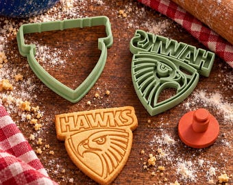 Hawthorn AFL Cookie Cutter & Stamp Set