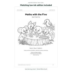Maths with the Five: actual low-ink activity page; Aetus Learning.