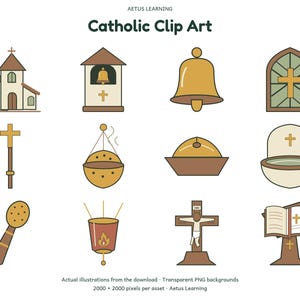 Catholic Clip Art — 200 PNG Illustrations — actual illustration samples 5 — Aetus Learning October 2026.