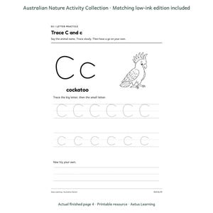 Australian Nature Activity Collection — actual low-ink page — Aetus Learning October 2026.