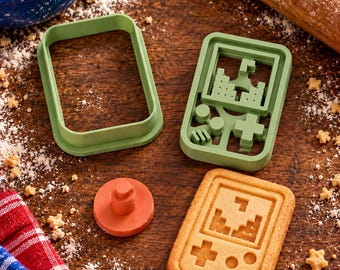 Retro Handheld Cookie Cutter & Stamp Set