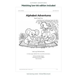 Alphabet Adventures: actual low-ink activity page; Aetus Learning.