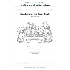 Numbers on the Bush Track: actual low-ink activity page; Aetus Learning.