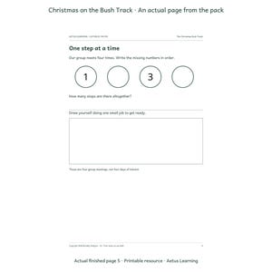 Christmas on the Bush Track — actual finished page 1 — Aetus Learning October 2026.