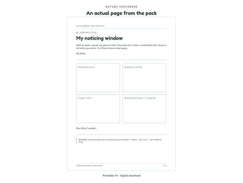 Nature Explorers - actual activity page preview 1 - Aetus Learning, art refresh September 2026.