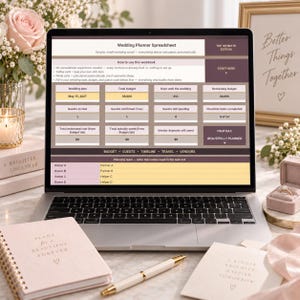 Hoja de cálculo para planificar bodas / Presupuesto, lista de invitados, cronograma (descarga digital)