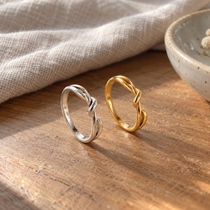 Sterling Silver Gold Plated Ocean Wave Ring, Dainty Stacking Band, Coastal Jewelry