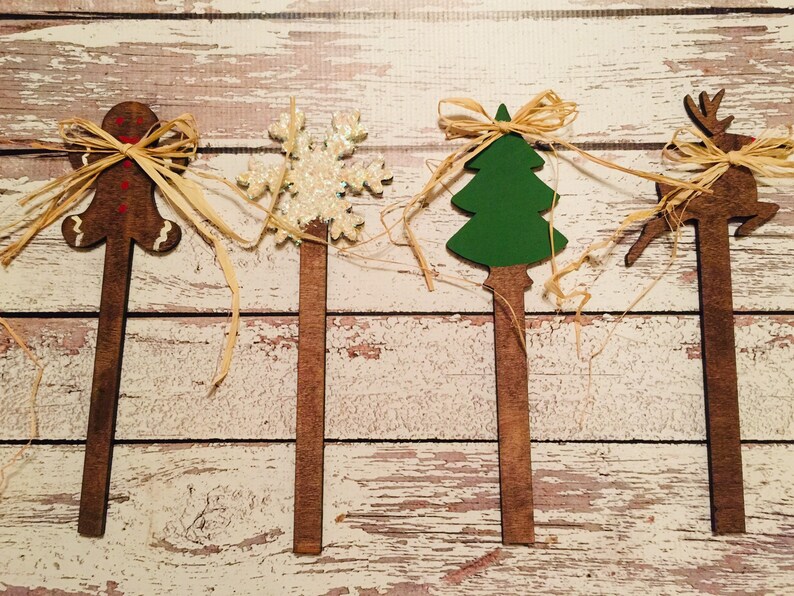 Plant Stakes Garden Winter Christmas Holidays Holiday Etsy
