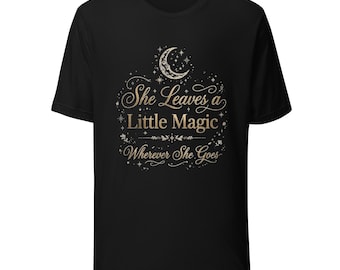 T-shirt à citation magique bohème céleste, T-shirt en coton doux pour elle