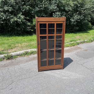 1910 Antique Narrow Mission Oak Bookcase