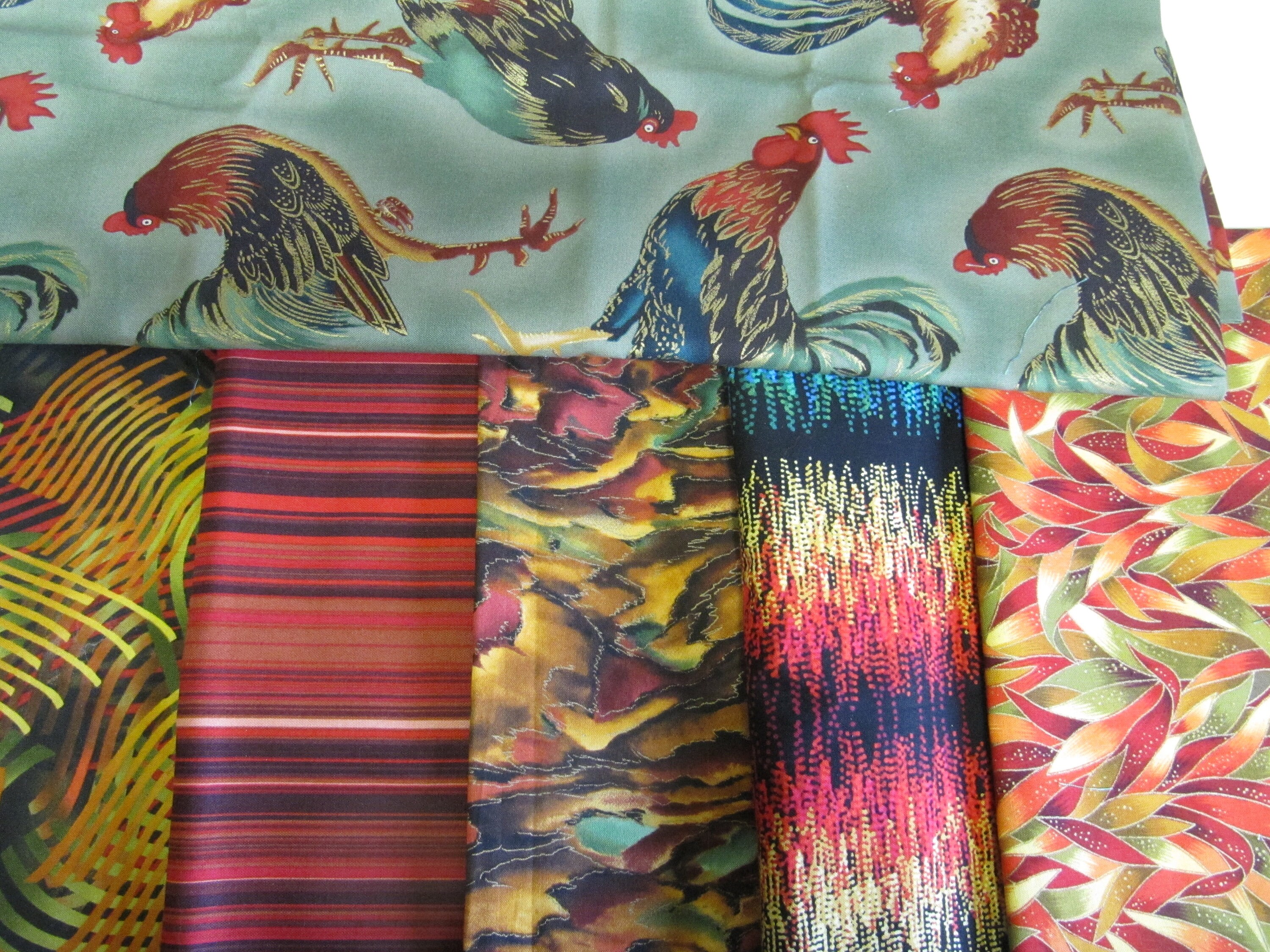 Set 3 Rooster High Quality Quilt Fabric Kits Assembled by Claudia Clark