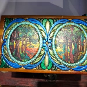 Refurbished Keepsake Box: Hand-Painted Wooden Jewelry Trinket Treasure Chest